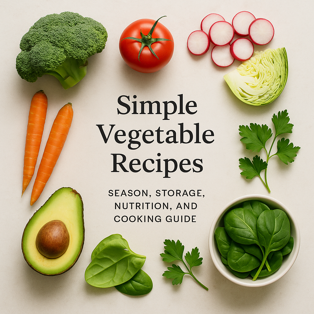 Simple Vegetable Recipes: Season, Storage, Nutrition, and Cooking Guide