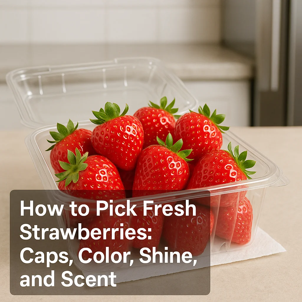 How to Pick Fresh Strawberries: Caps, Color, Shine, and Scent