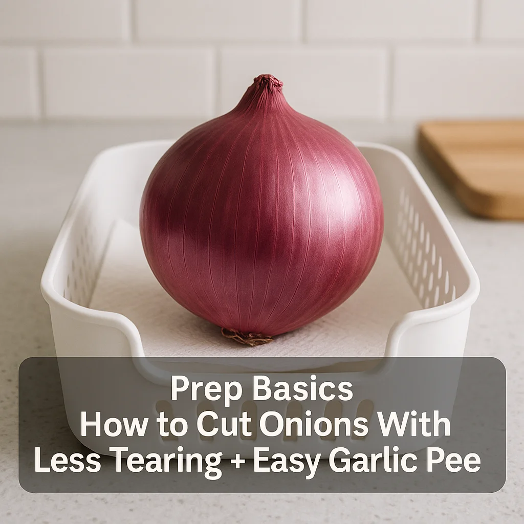 Prep Basics: How to Cut Onions With Less Tearing + Easy Garlic Peeling